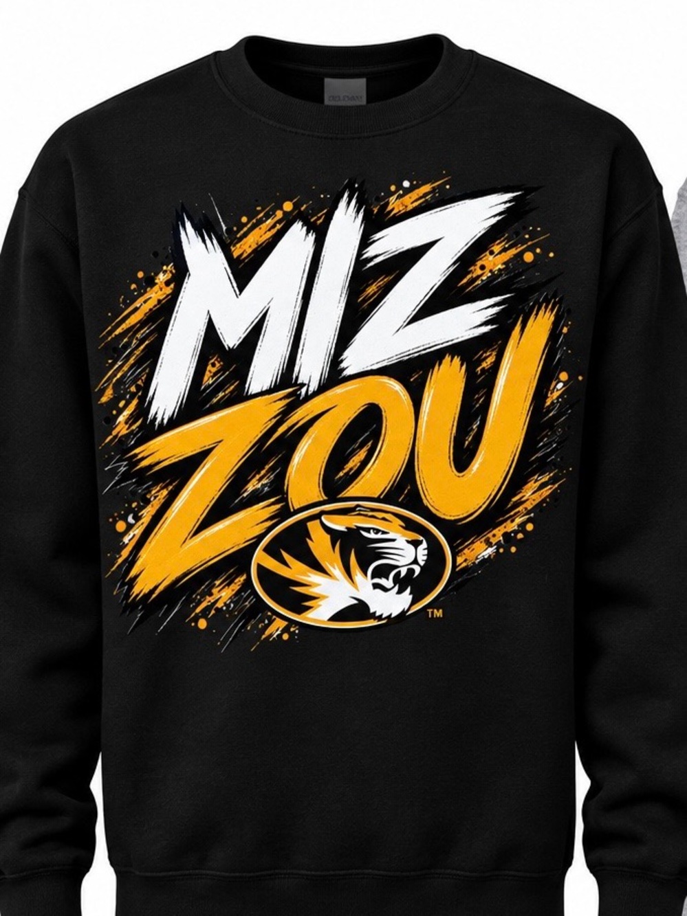 Black Mizzou Graphic Crewneck Sweatshirt - University Tiger Design UniSex